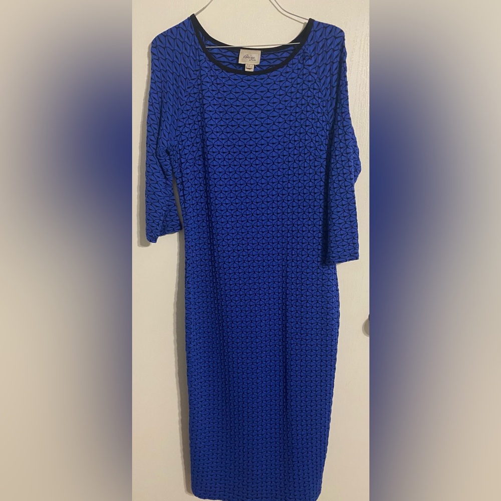 Long blue form fitting dress.Size:Large